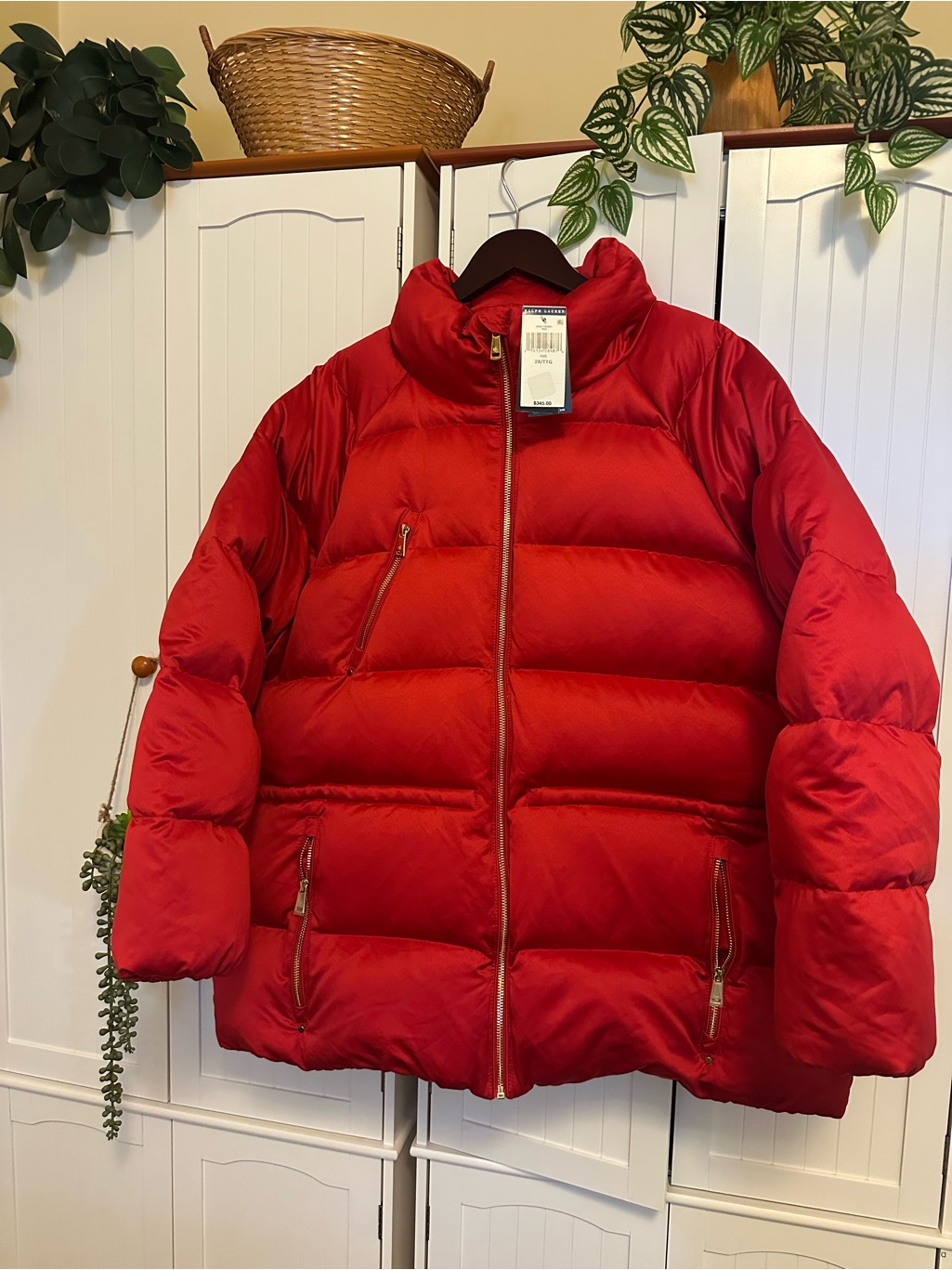 **Off Season Sale **Ralph Lauren Vibrant Red Down Puffer Jacket Tags -Men's Xxl